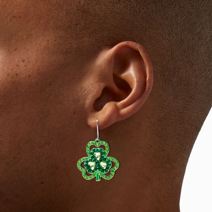 St. Patrick&#39;s Day Gemstone Shamrocks 1&quot; Drop Earrings,