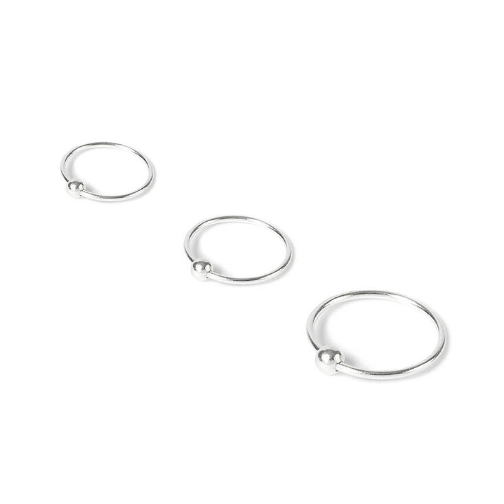 22G Sterling Silver Classic Nose Rings - 3 Pack,