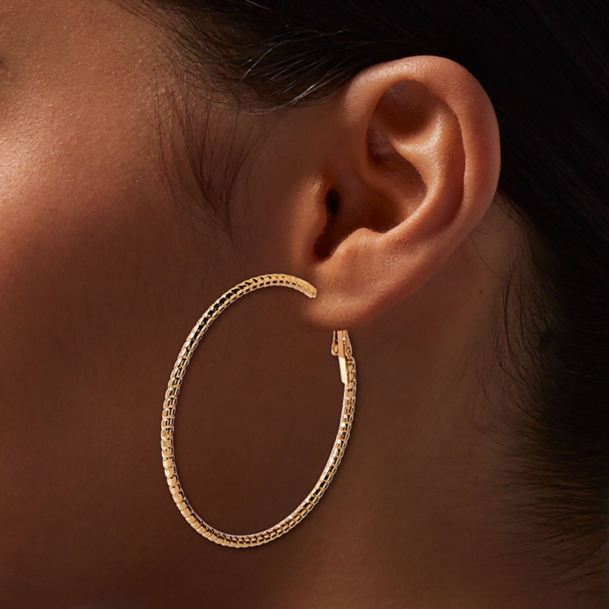 Mixed Metal 50mm Hoop Earrings - 6 Pack,