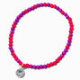 Claire&#39;s Club Pink &amp; Purple Gem Seed Bead Stretch Bracelet,