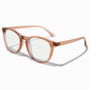 Solar Blue Light Reducing Crystal Brown Oval Clear Lens Frames,