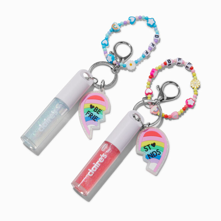 Best Friends Heart Lip Gloss Keyrings - 2 Pack,