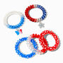 Red, White, &amp; Blue Plastic Coil Bracelets - 5 Pack,
