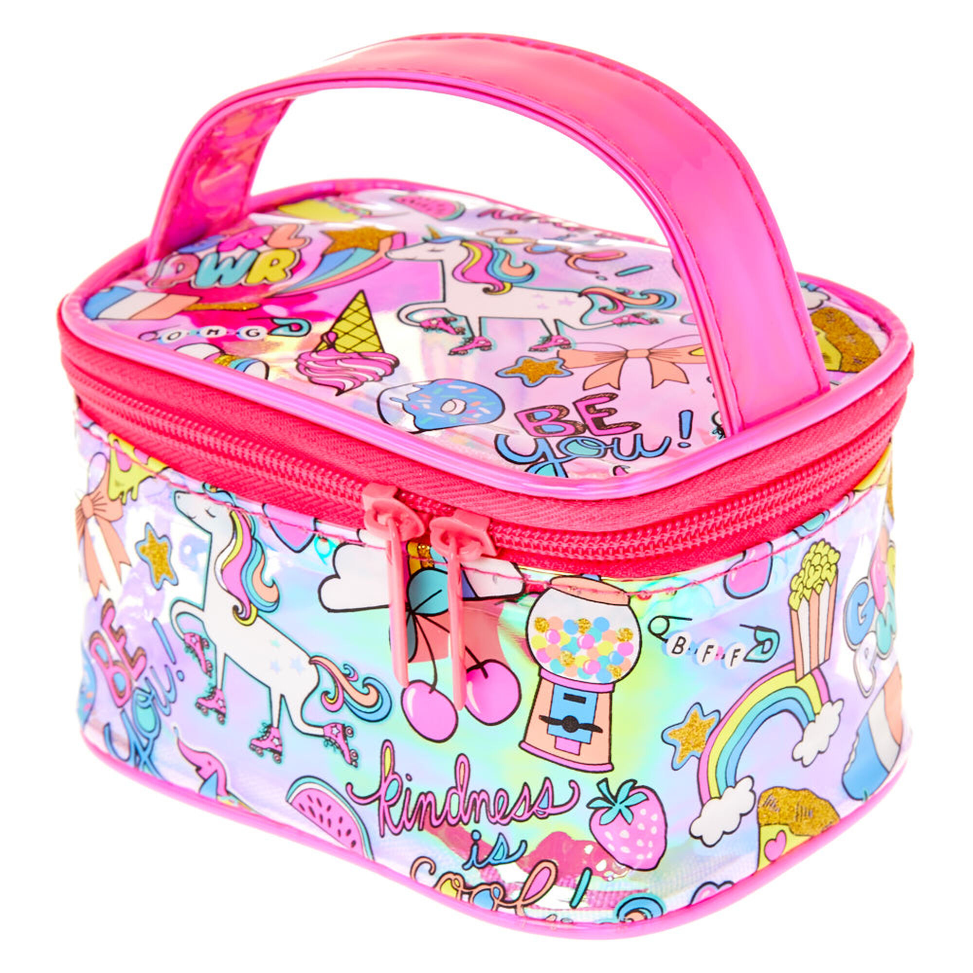 Unicorn Fun Fair Cosmetics Bag With Handle Claire S Us Unicorn Fun Fair Cosmetics Bag With Handle