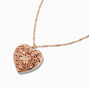 Gold-tone Filigree Heart Locket Pendant Necklace,