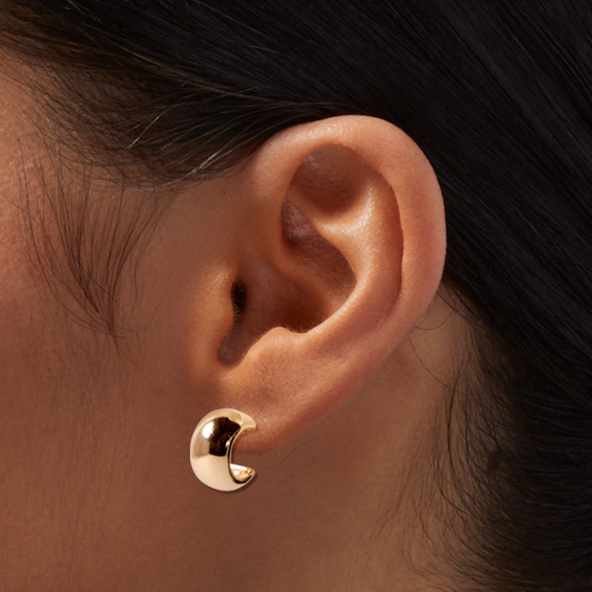 Gold-tone 10mm Wide Curved Hoop Earrings,