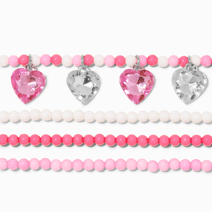 Claire's Club Rose Tassel Stretch Bracelets - Pink, 4 Pack