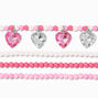 Claire&#39;s Club Pink Heart Seed Bead Stretch Bracelets - 4 Pack,