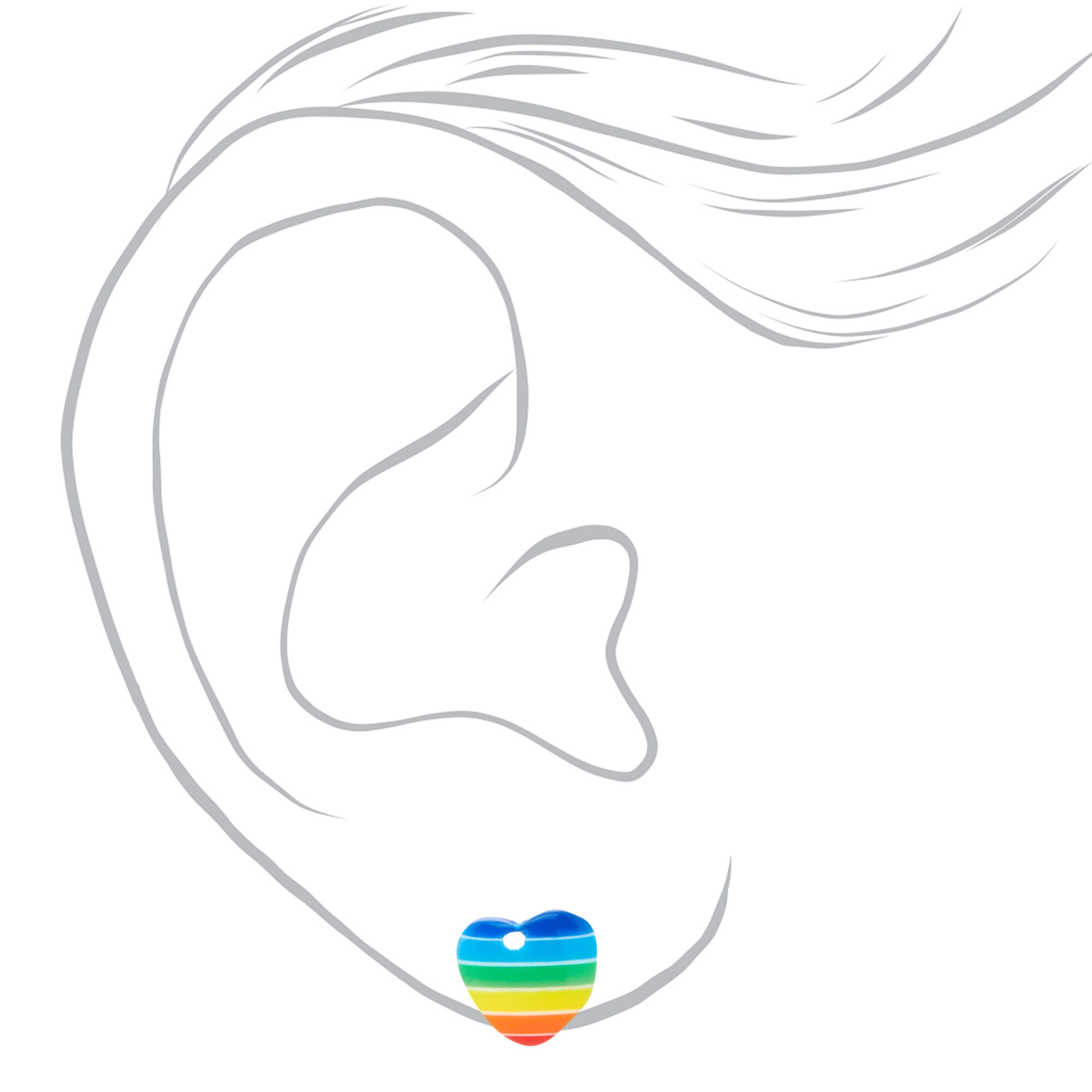 Silver Rainbow Hearts Stud Earrings - 3 Pack,