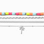 Silver Palm Tree Choker Necklaces &#40;4 Pack&#41;,
