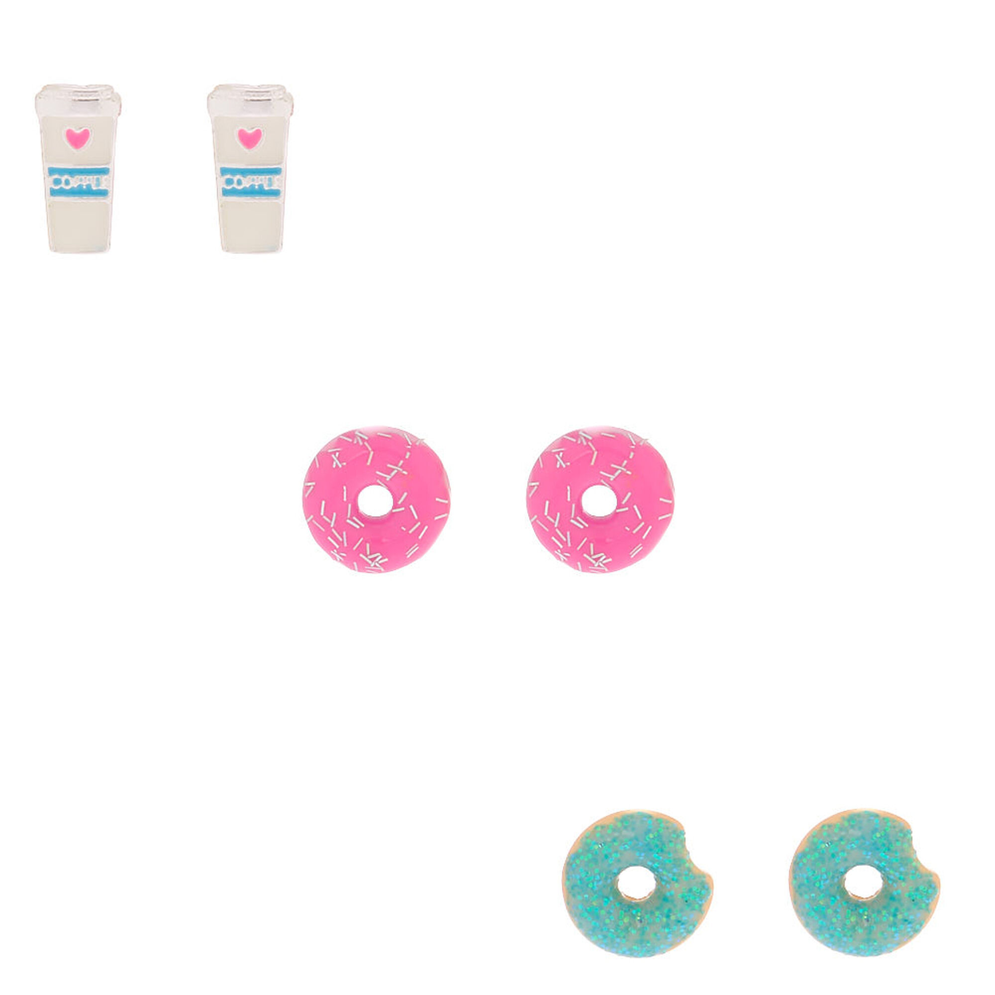 Cafe Stud Earrings 3 Pack Claire S Us
