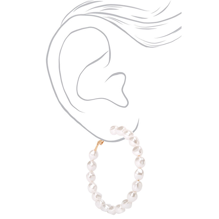 Creoles Avec Perle D Imitation 60 Mm Couleur Doree Ivoire Claire S Fr