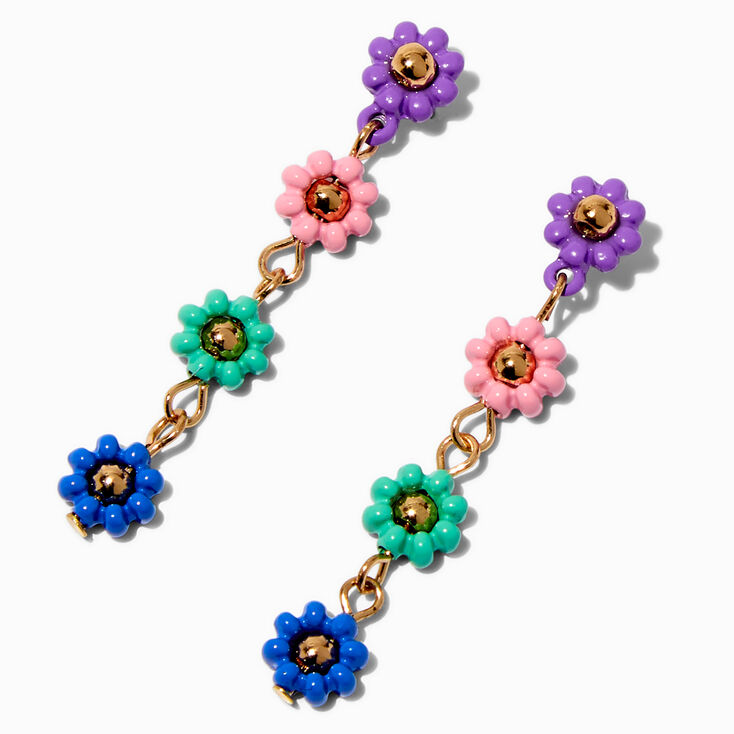 Pendantes 4&nbsp;cm fleur perl&eacute;es,