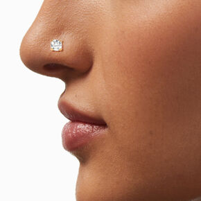 18K Gold Plated Titanium 20G Crystal Nose Stud,