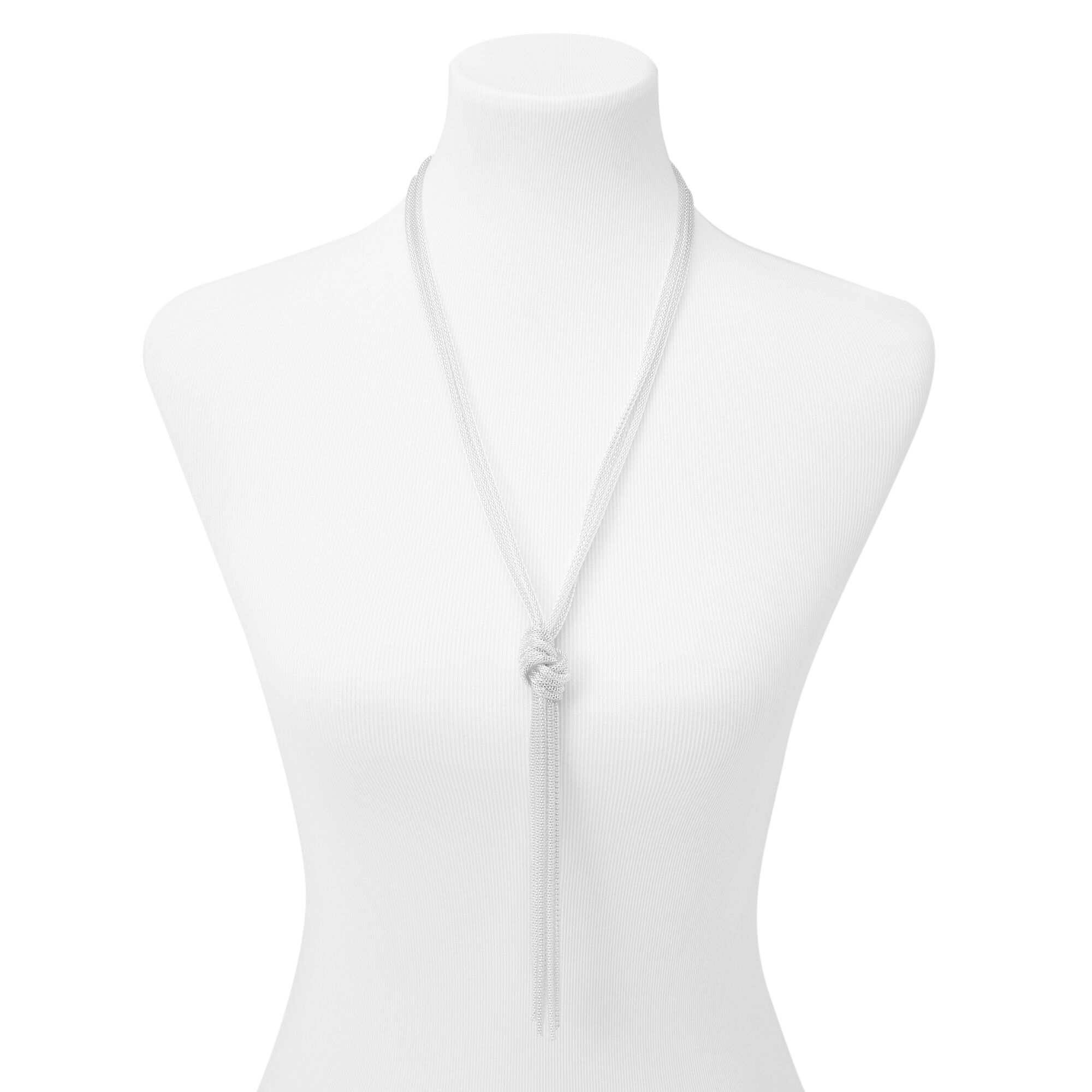 Silver Mesh Rope Long Y-Neck Necklace,