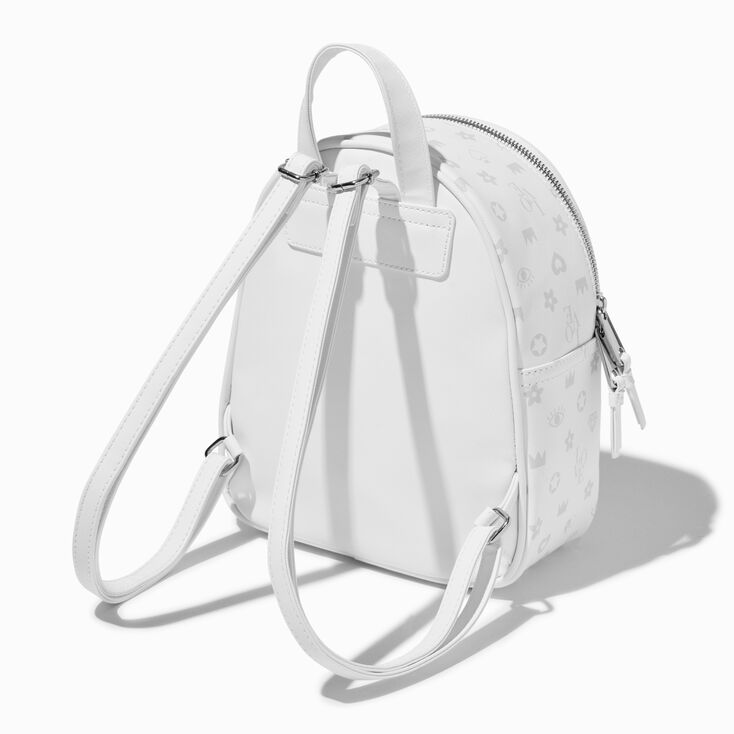 White Status Icons Small Backpack | Claire's US