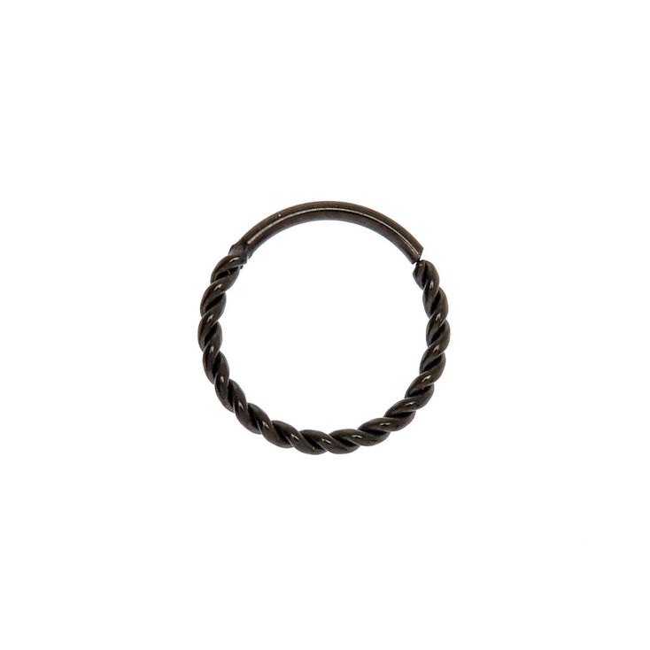 Hematite 20G Twisted Coil Hoop Nose Ring,