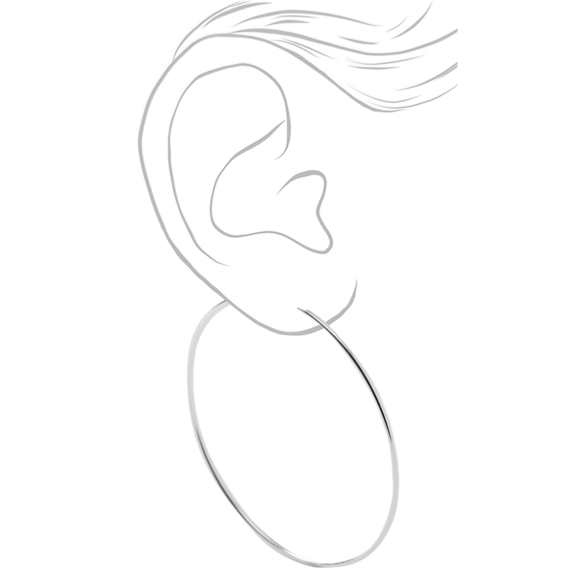Silver Large Graduated Hoop Earrings - 3 Pack,