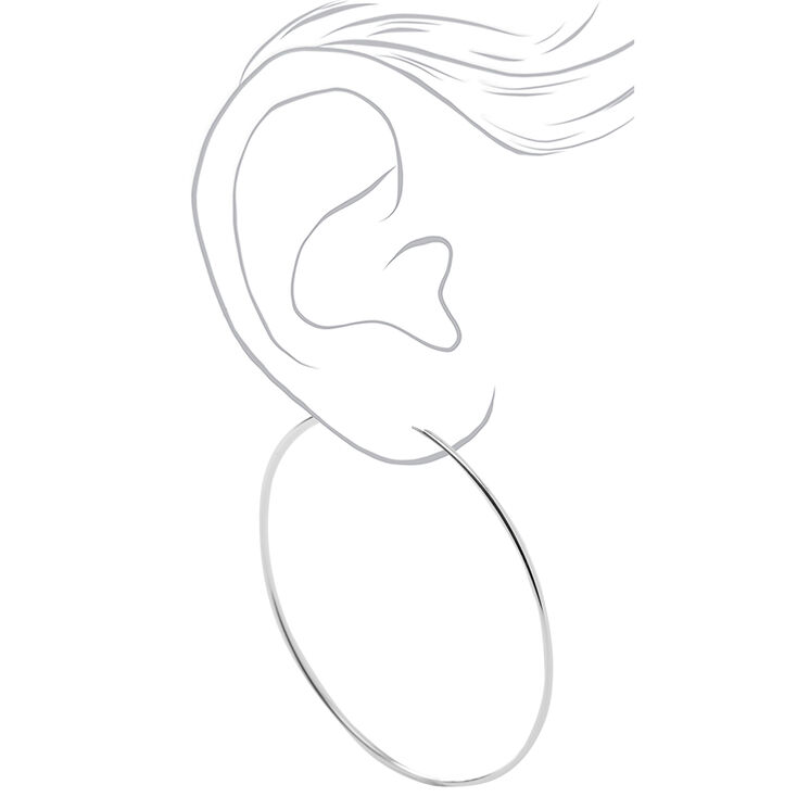 Silver Large Graduated Hoop Earrings - 3 Pack,