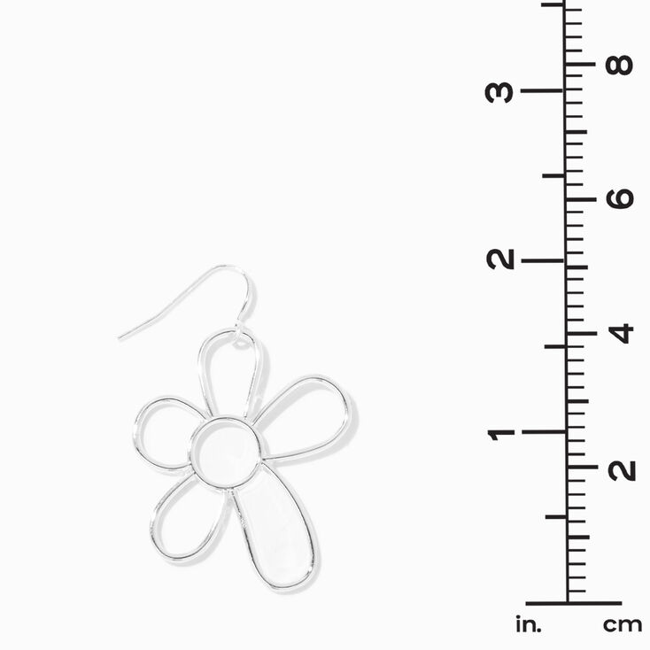 Silver-tone Daisy Outline 1&quot; Drop Earrings,