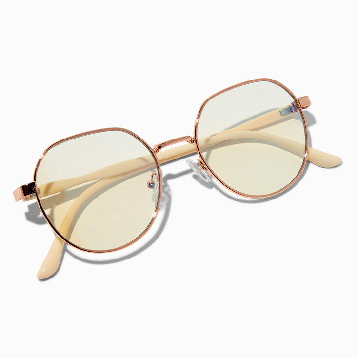 Solar Blue Light Reducing Rose Gold &amp; Ivory Clear Lens Frames,