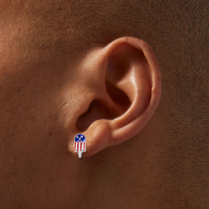 Stars & Stripes Enameled Icons Stud Earrings - 3 Pack