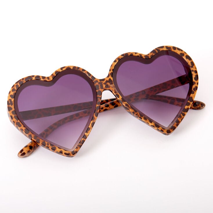 Oversized Leopard Heart Sunglasses,