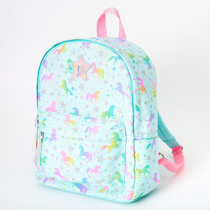 Unicorn Stars Striped Medium Backpack - Mint,
