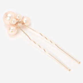 Rose Gold Bubble Pearl Hair Pins - 6 Pack,