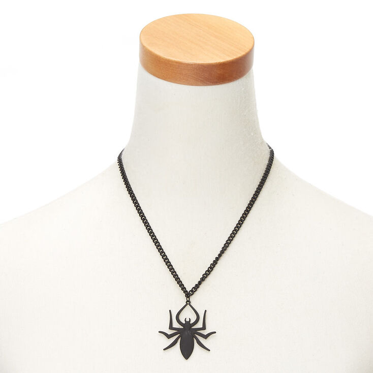 Spider Pendant Necklace - Black,
