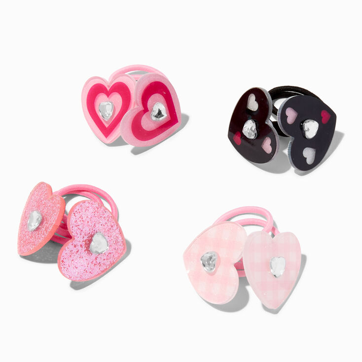 Claire&#39;s Club Heart Knocker Hair Ties - 4 Pack,