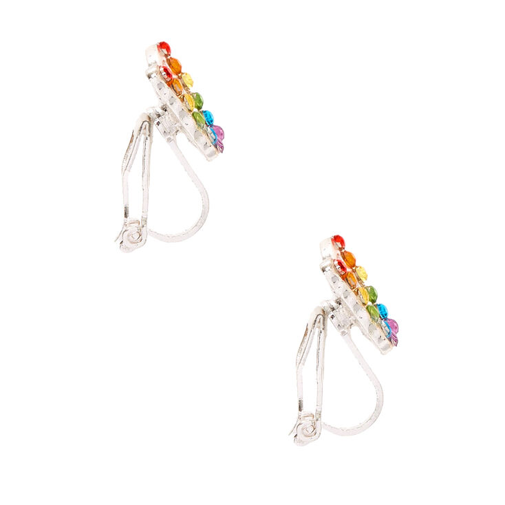 Rainbow Butterfly Clip On Earrings,