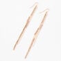 Rose Gold-tone Rhinestone 4&quot; Linear Stick Drop Earrings,