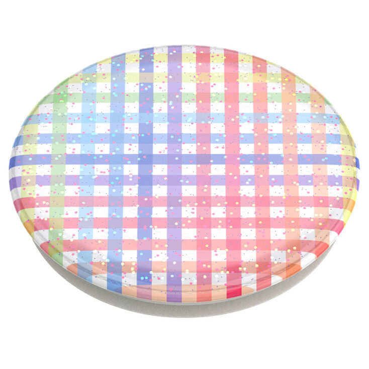 Glitter Rainbow Gingham PopSockets Swappable PopGrip,