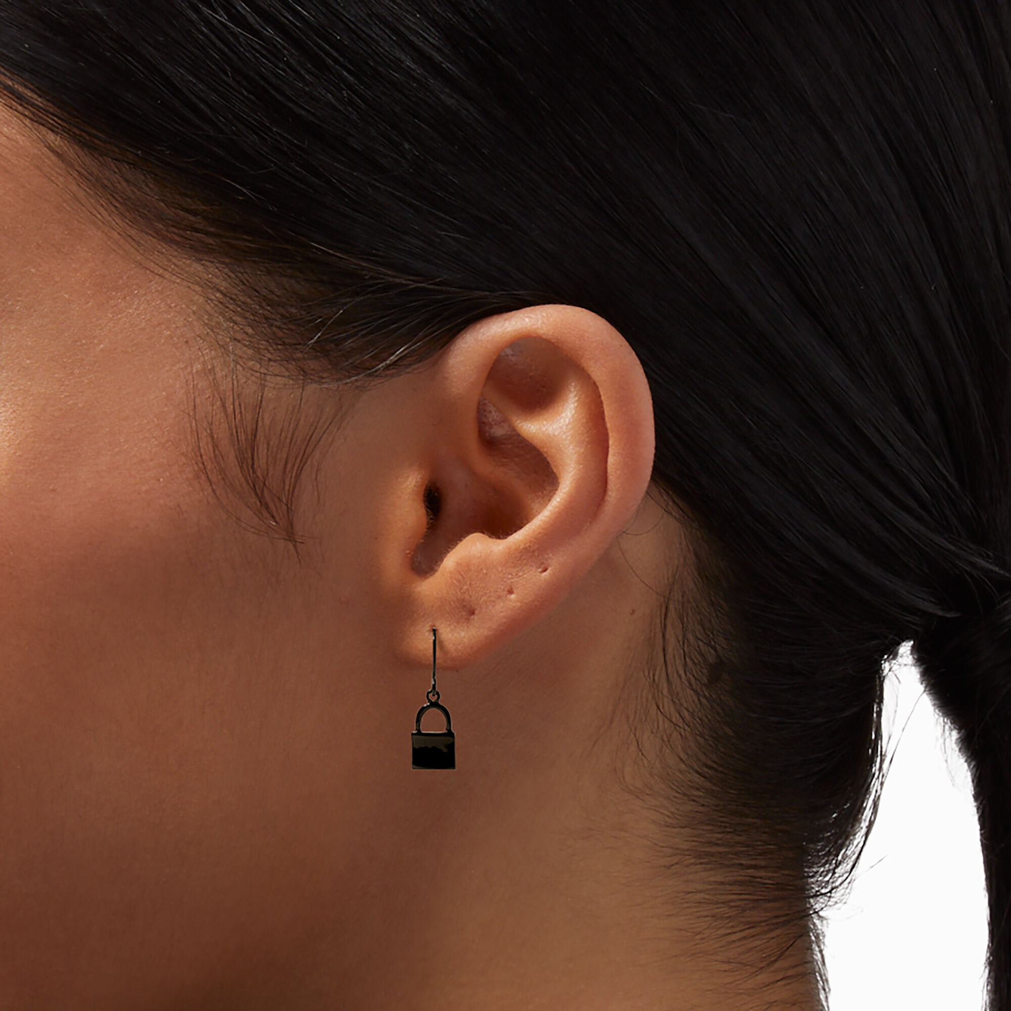 Black Padlock 0.5" Drop Earrings,