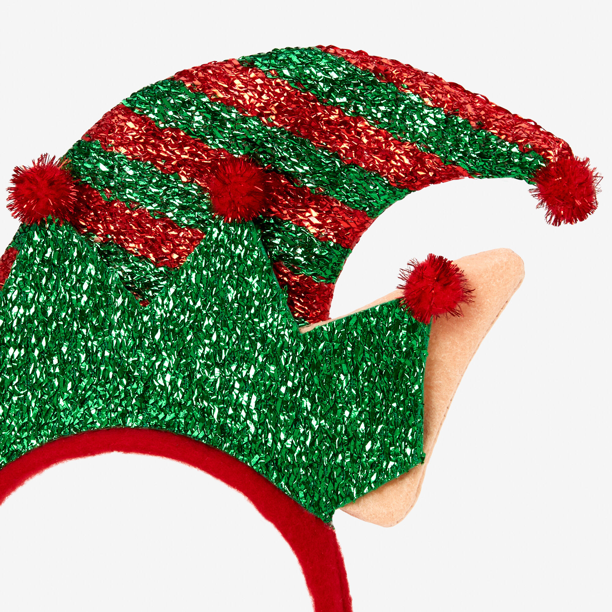 Christmas Glitter Elf Headband - Red,