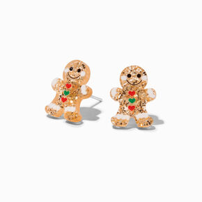 Gingerbread Cookie Glittery Stud Earrings,