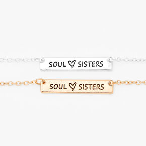 Mixed Metal Best Friends Soul Sisters Bracelets - 2 Pack,
