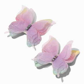 Claire&#39;s Club Purple Glitter Butterfly Hair Clips - 2 Pack,