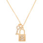 Gold Lock &amp; Key Initial Pendant Necklace - S,