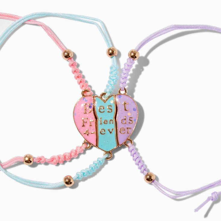 Best Friends Glow in the Dark Pastel Heart Bracelet Set - 3 Pack,