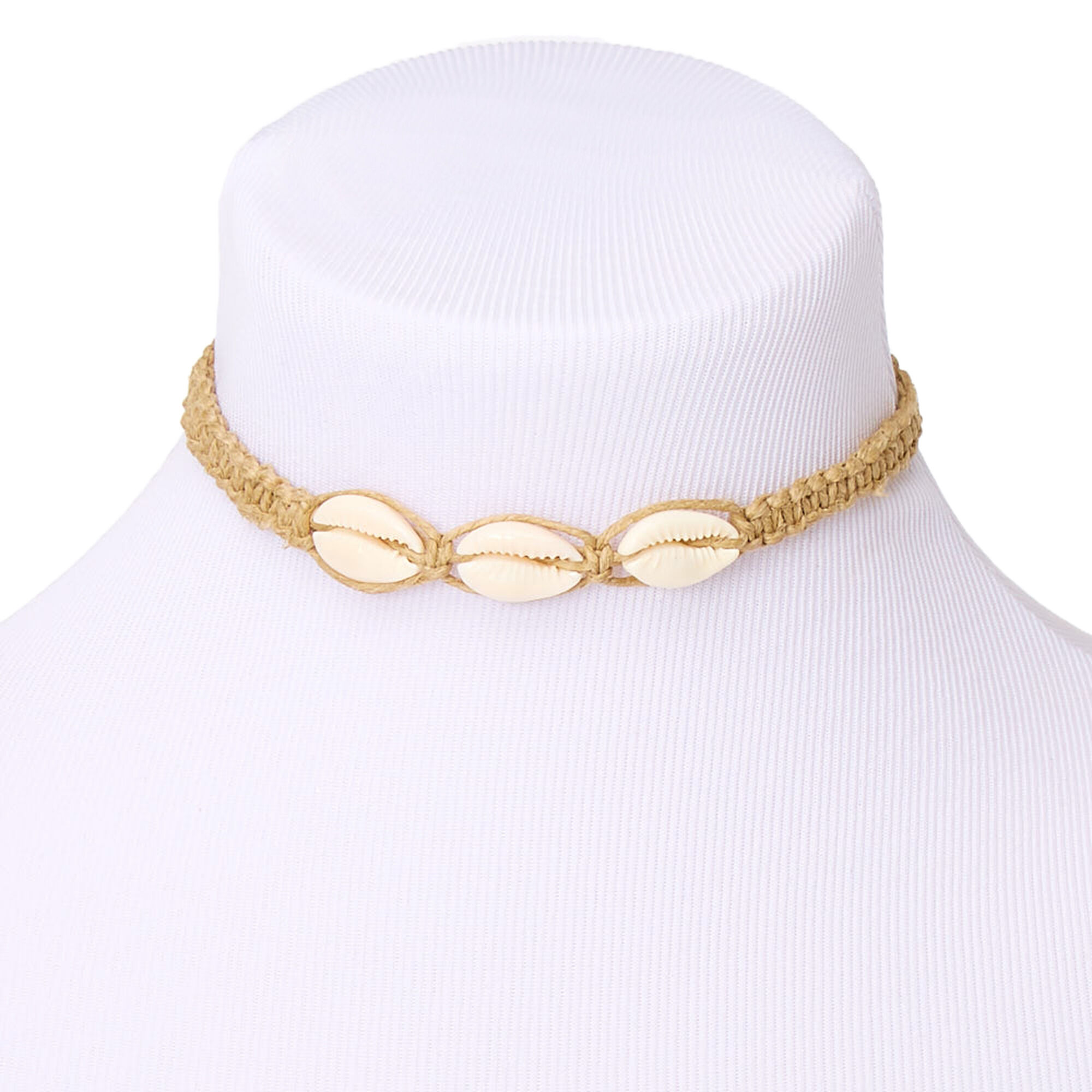 Cowrie Shell Woven Choker Necklace Tan Claire S