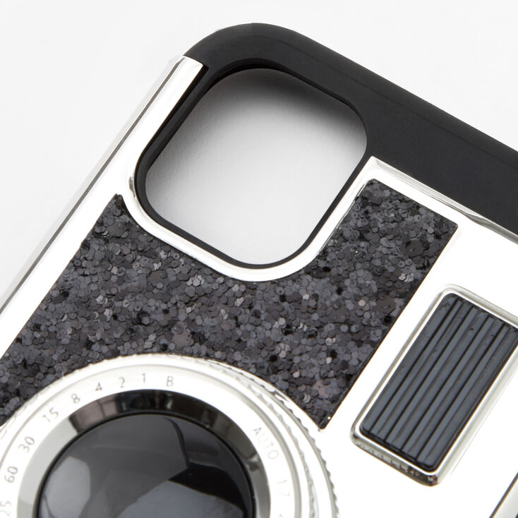 Coque de portable appareil photo &agrave; paillettes noires&nbsp;- Compatible avec iPhone&nbsp;11,