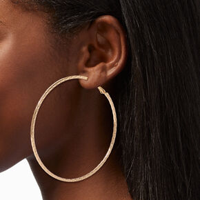Gold-tone Textured Snakeskin 80MM Hoop Earrings,