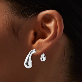 Silver-tone Bean Front &amp; Back Drop Earrings,