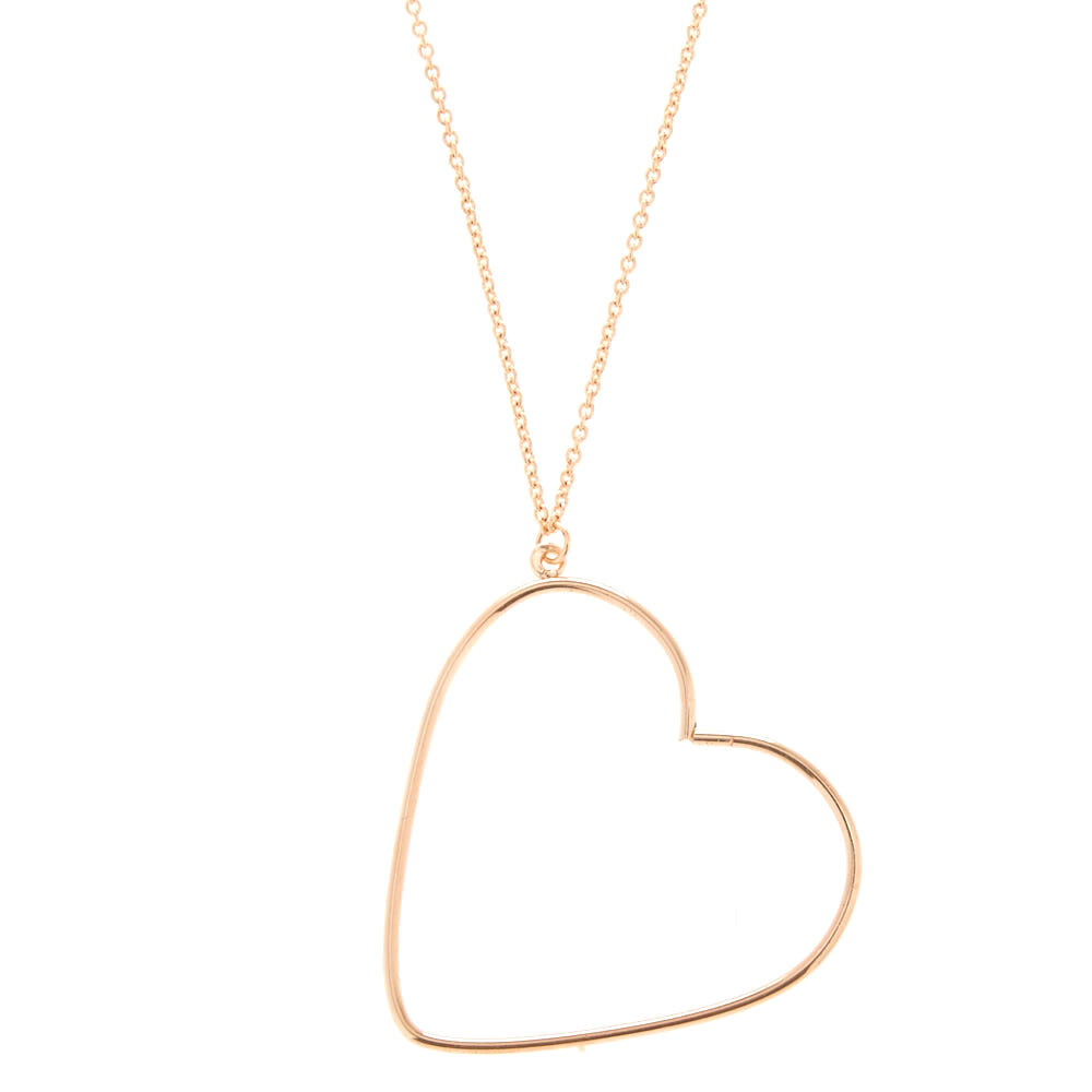 Sautoir avec pendentif cœur couleur doré rose,