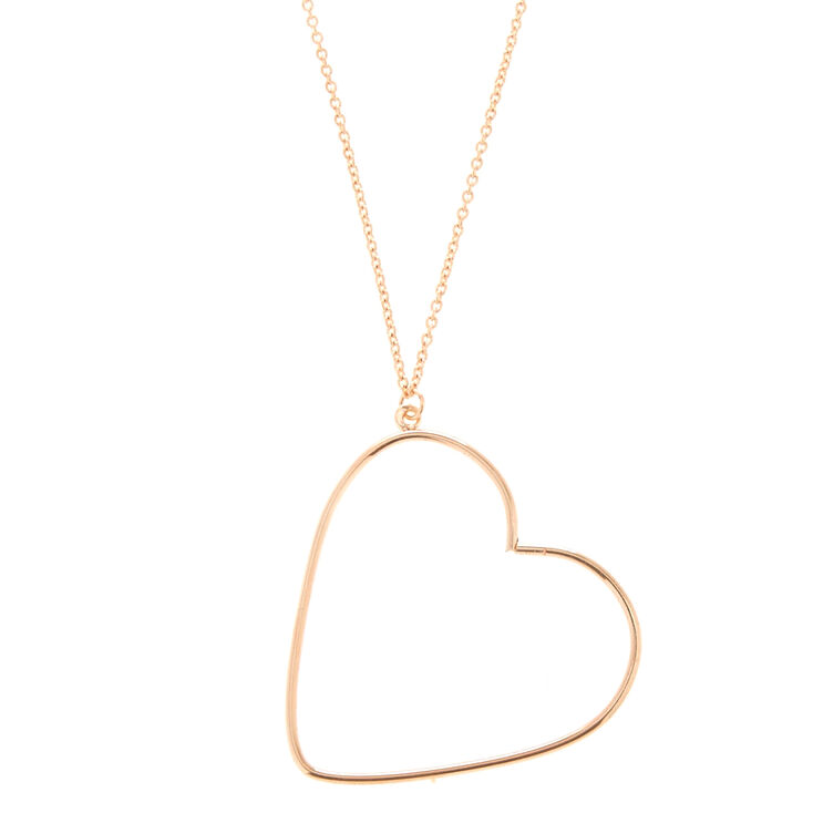 Sautoir avec pendentif c&oelig;ur couleur dor&eacute; rose,
