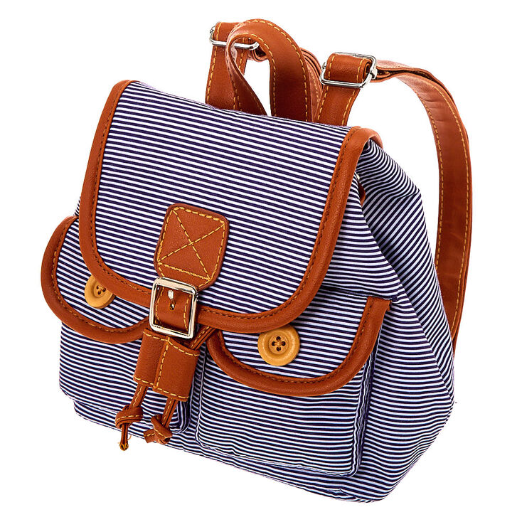 Claire&#39;s Club Navy Striped Backpack,