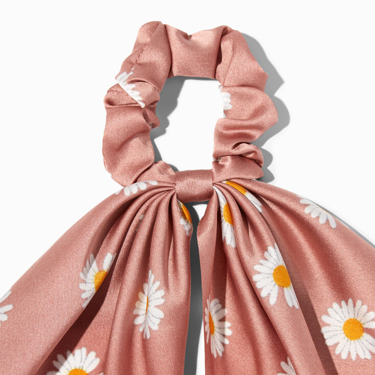 Silky Pink Blush Daisy Hair Scrunchie Scarf,