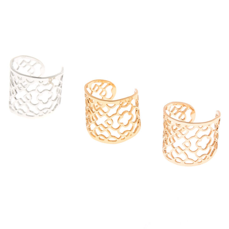 Mixed Metal Filigree Ear Cuffs - 3 Pack,